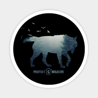 Protect Wildlife - Nature - Wolf Silhouette Magnet